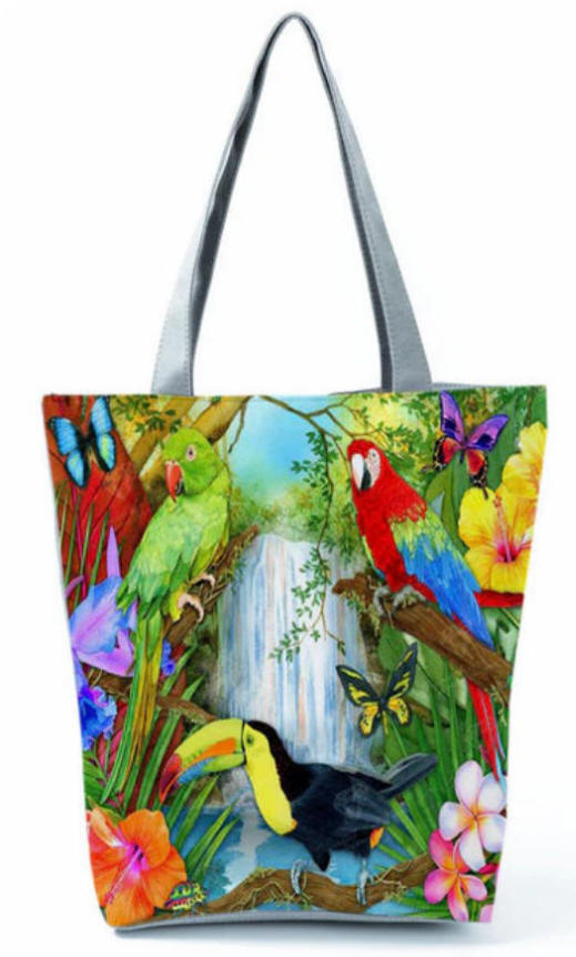 Tropical Zippered Tote Bag