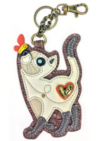 Slim Siamese Cat Key Fob Coin Purse by Chala