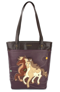 Deluxe Everyday Tote Horse Family - Plum