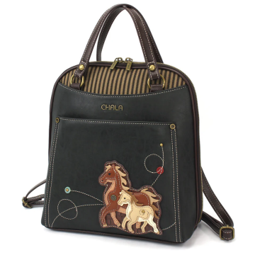 Horse Family Convertible Backpack Purse