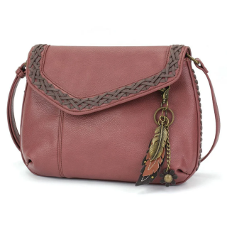 Braided Boho Crossbody - Berry (Feather)